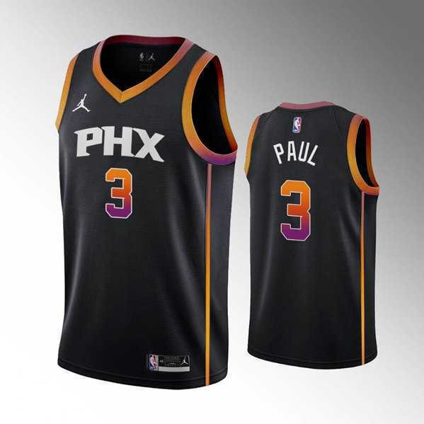Men%27s Phoenix Suns #3 Chris Paul Balck Stitched Basketball Jersey Dzhi->phoenix suns->NBA Jersey